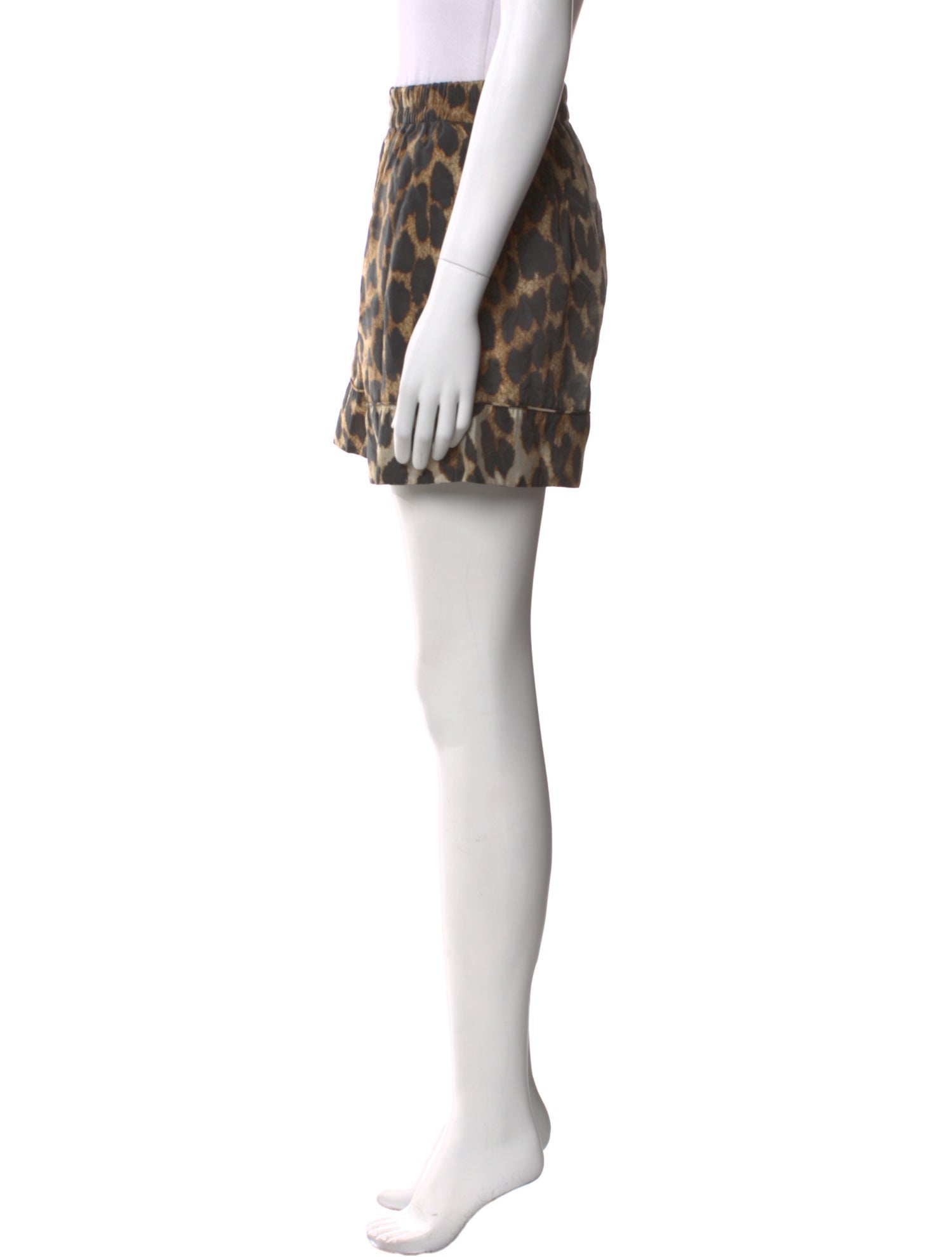 Ganni Animal Print Mini Shorts