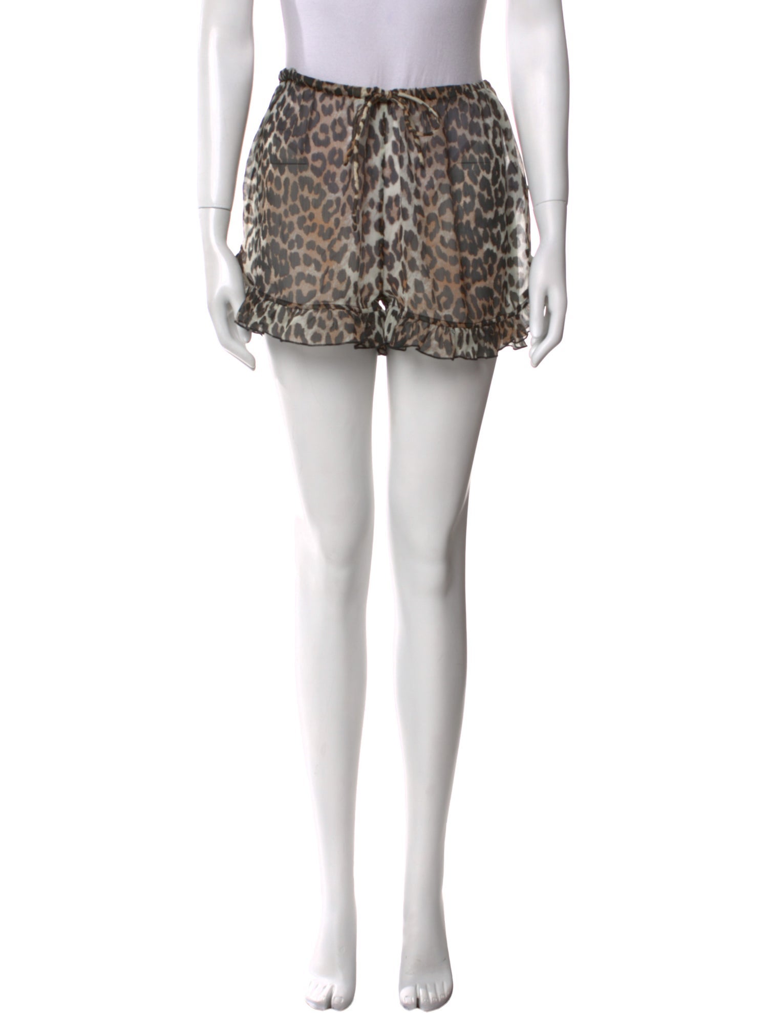 Ganni Animal Print Mini Shorts