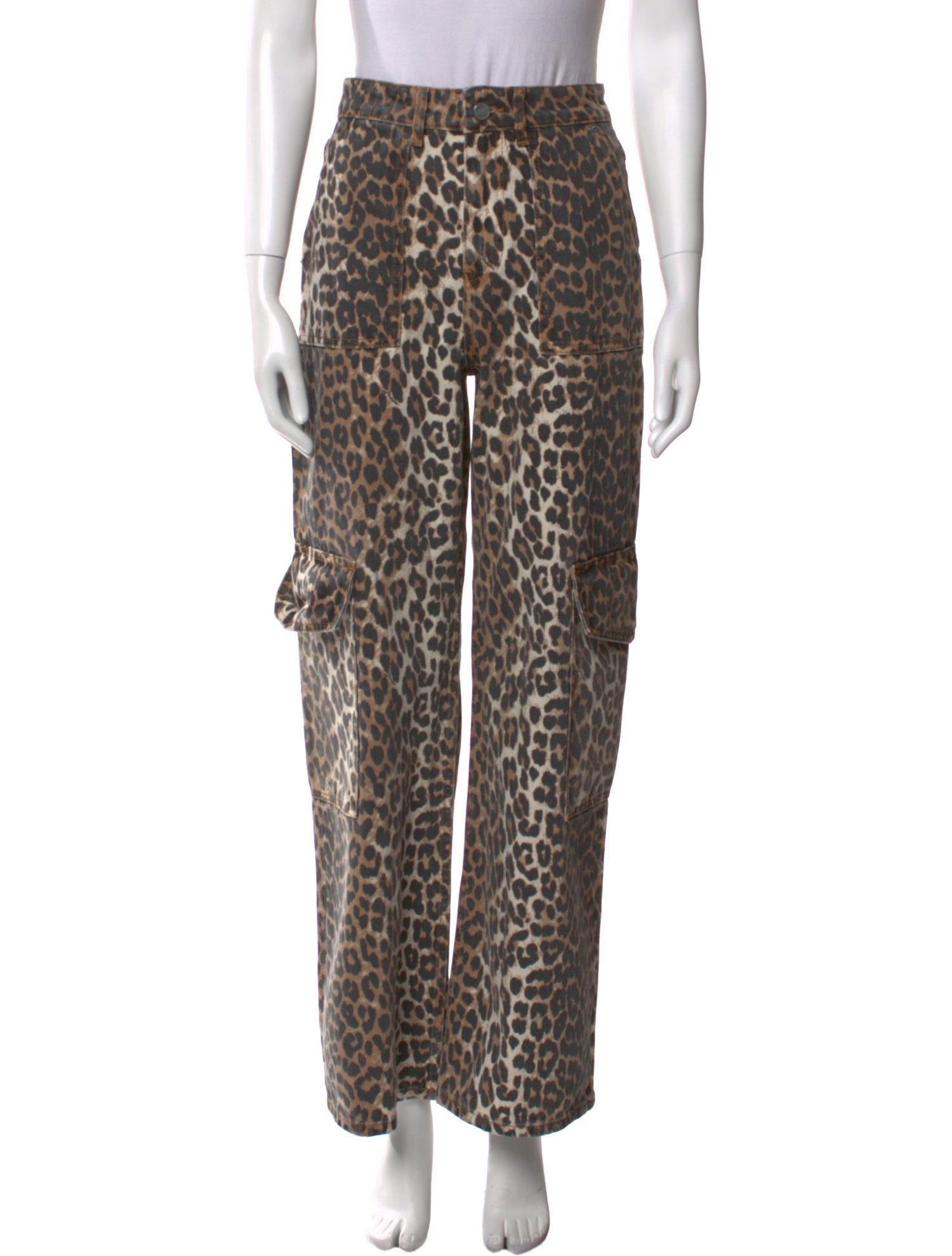 Ganni Animal Print Wide Leg Pants