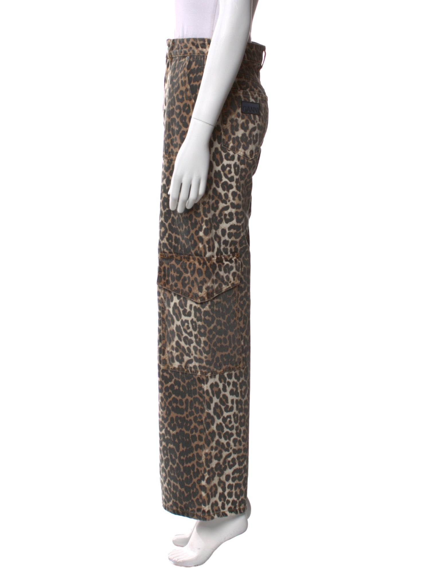 Ganni Animal Print Wide Leg Pants