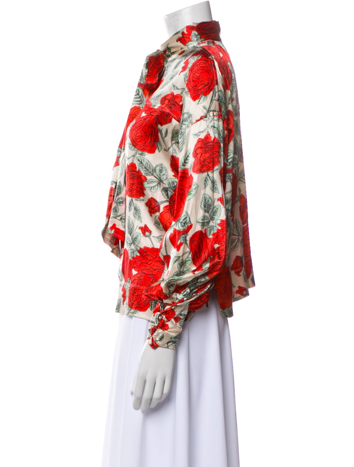 Ganni Silk Floral Print Blouse