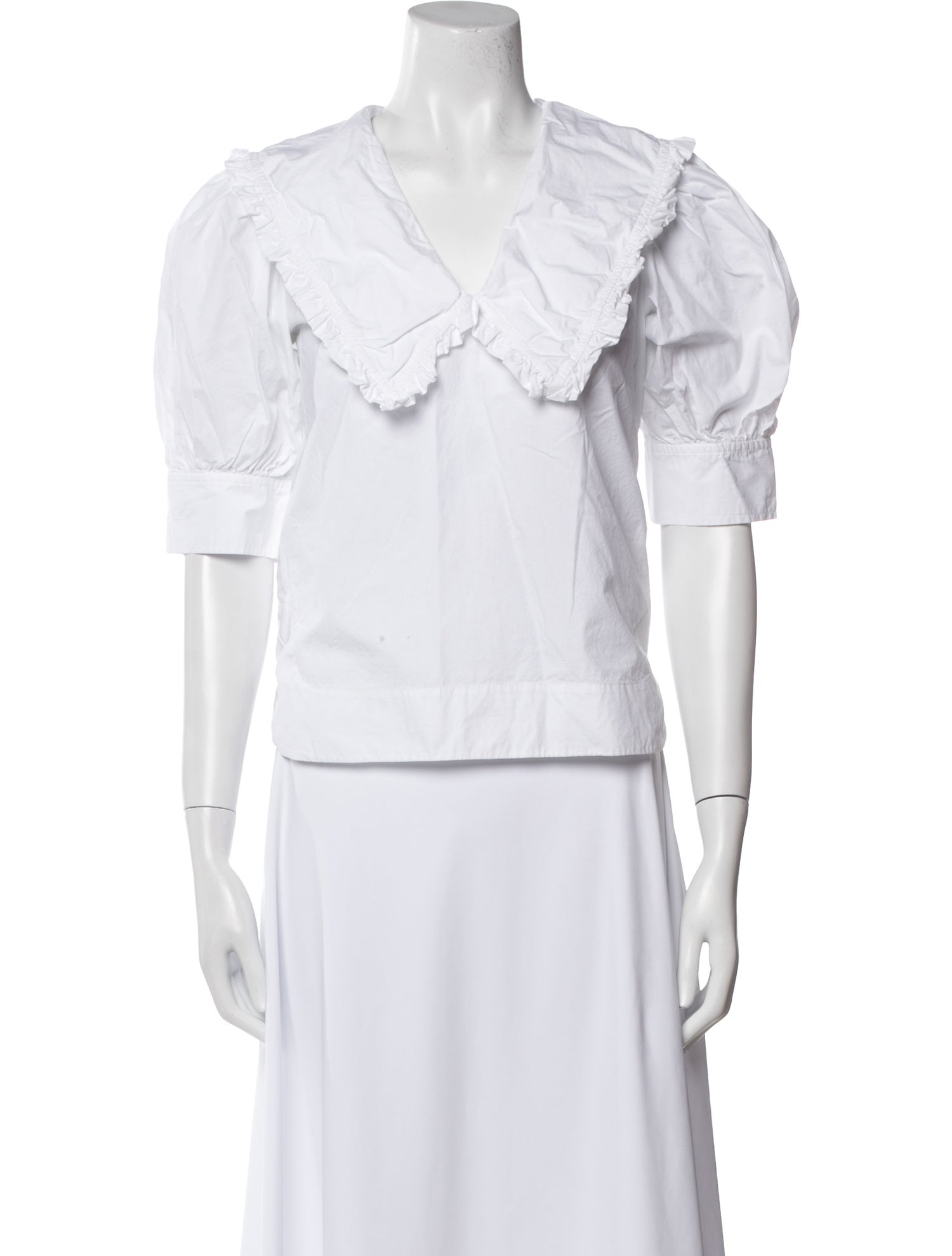 Ganni V-Neck Short Sleeve Crop Top