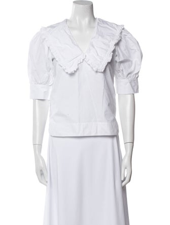 Ganni V-Neck Short Sleeve Crop Top