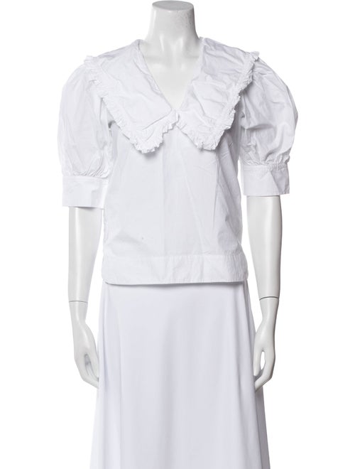 Ganni V-Neck Short Sleeve Crop Top