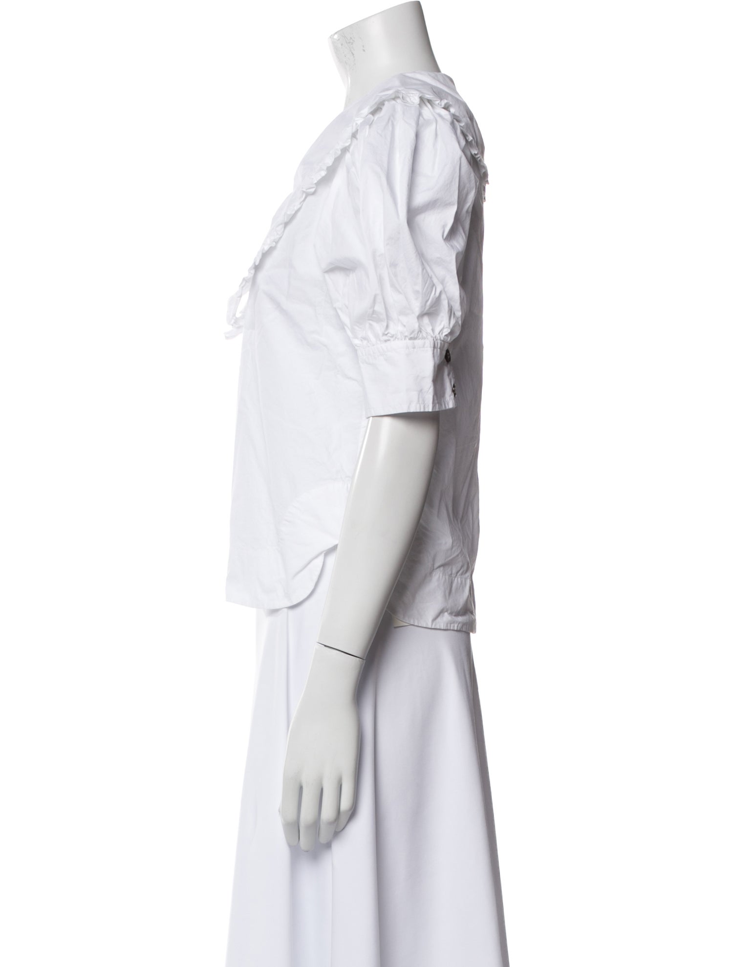 Ganni V-Neck Short Sleeve Crop Top