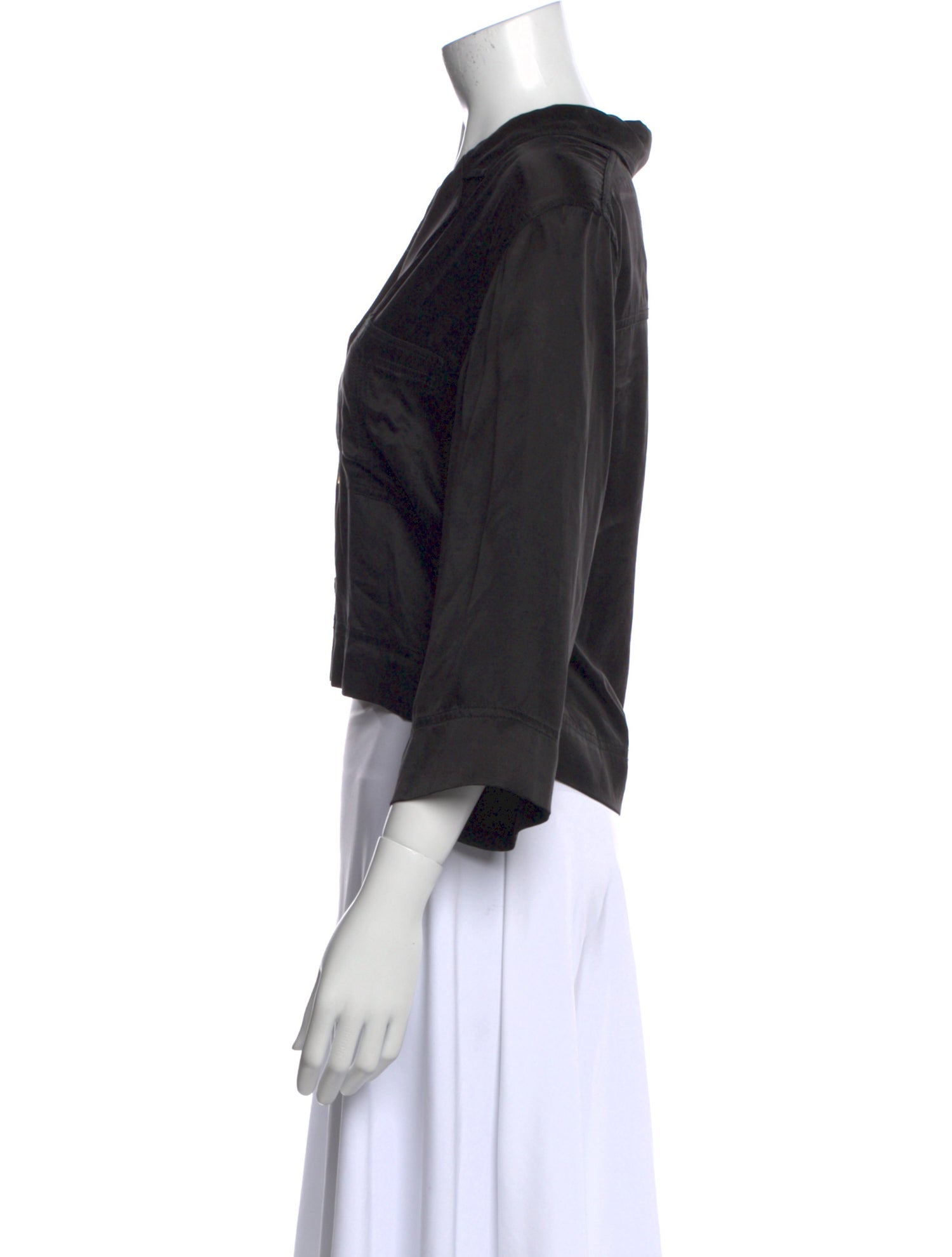 Ganni Three-Quarter Sleeve Crop Top