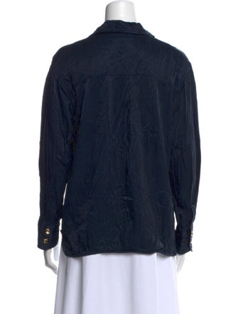 Ganni V-Neck Long Sleeve Button-Up Top