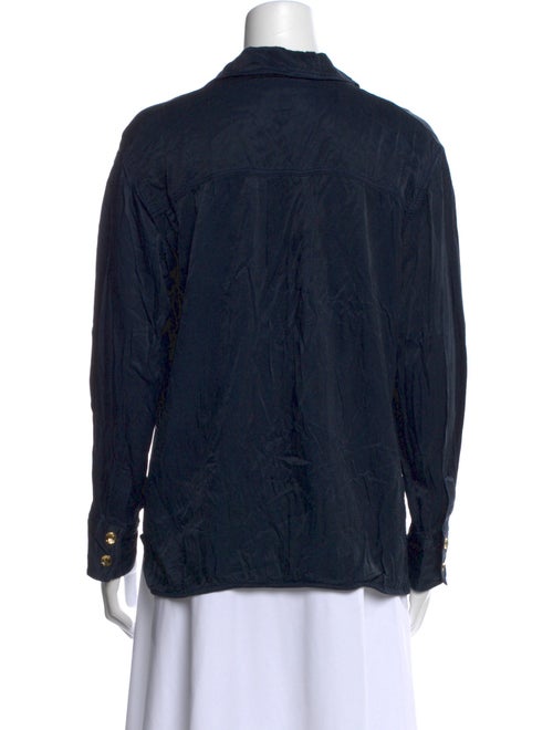 Ganni V-Neck Long Sleeve Button-Up Top