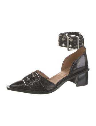 Ganni Leather Cutout Accent D'Orsay Pumps