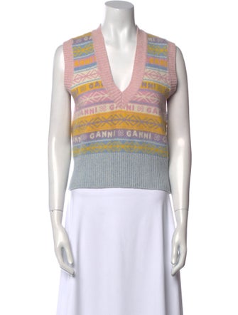 Ganni Striped V-Neck Sweater