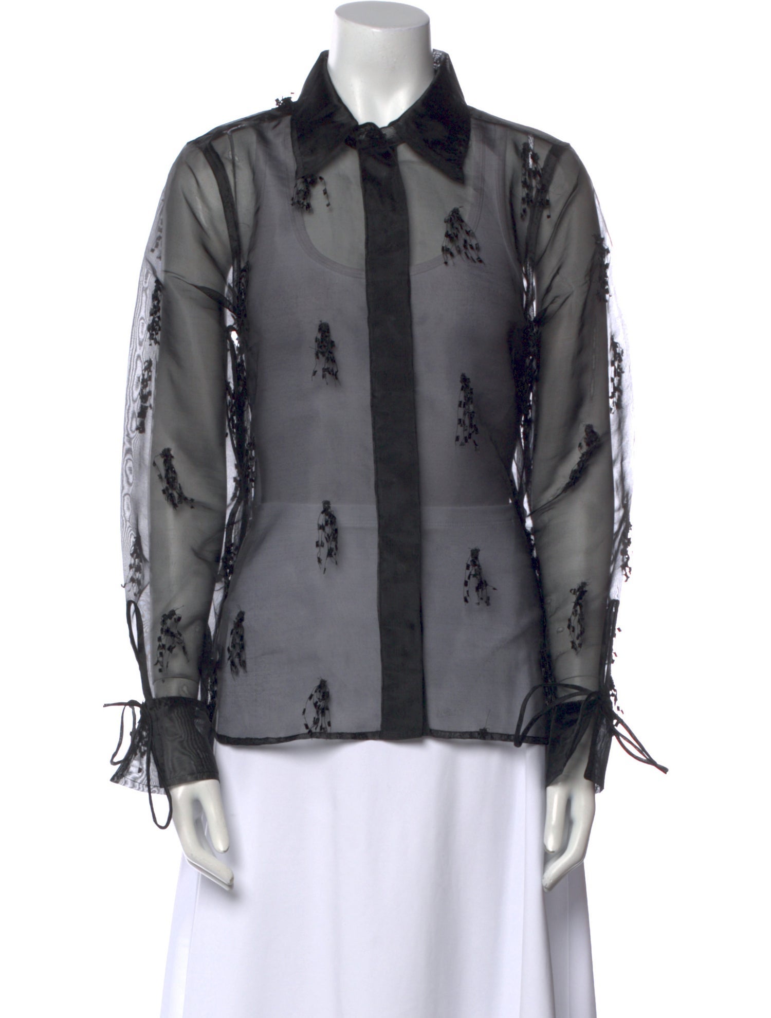 Ganni Printed Long Sleeve Button-Up Top