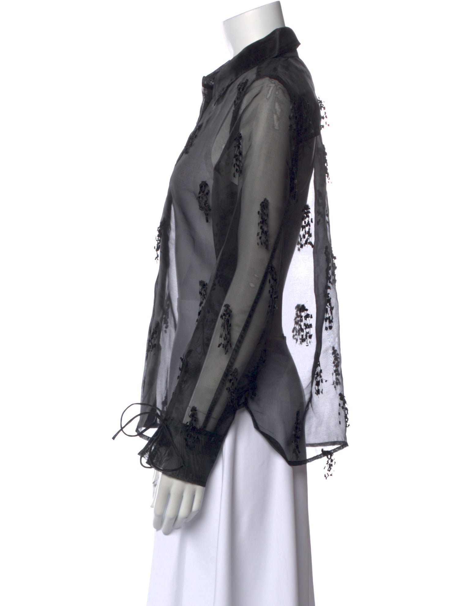 Ganni Printed Long Sleeve Button-Up Top