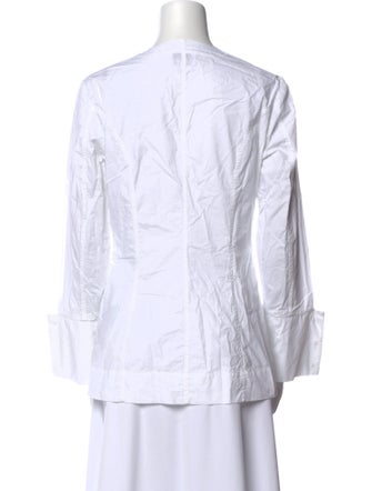 Ganni V-Neck Long Sleeve Button-Up Top