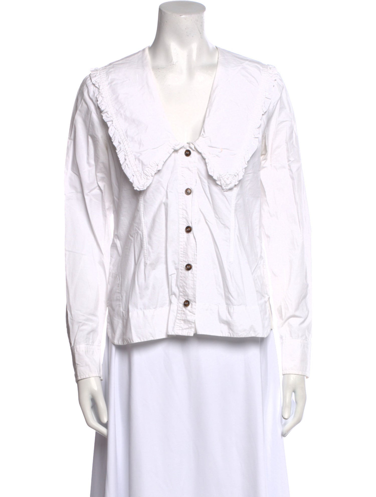 Ganni Long Sleeve Button-Up Top