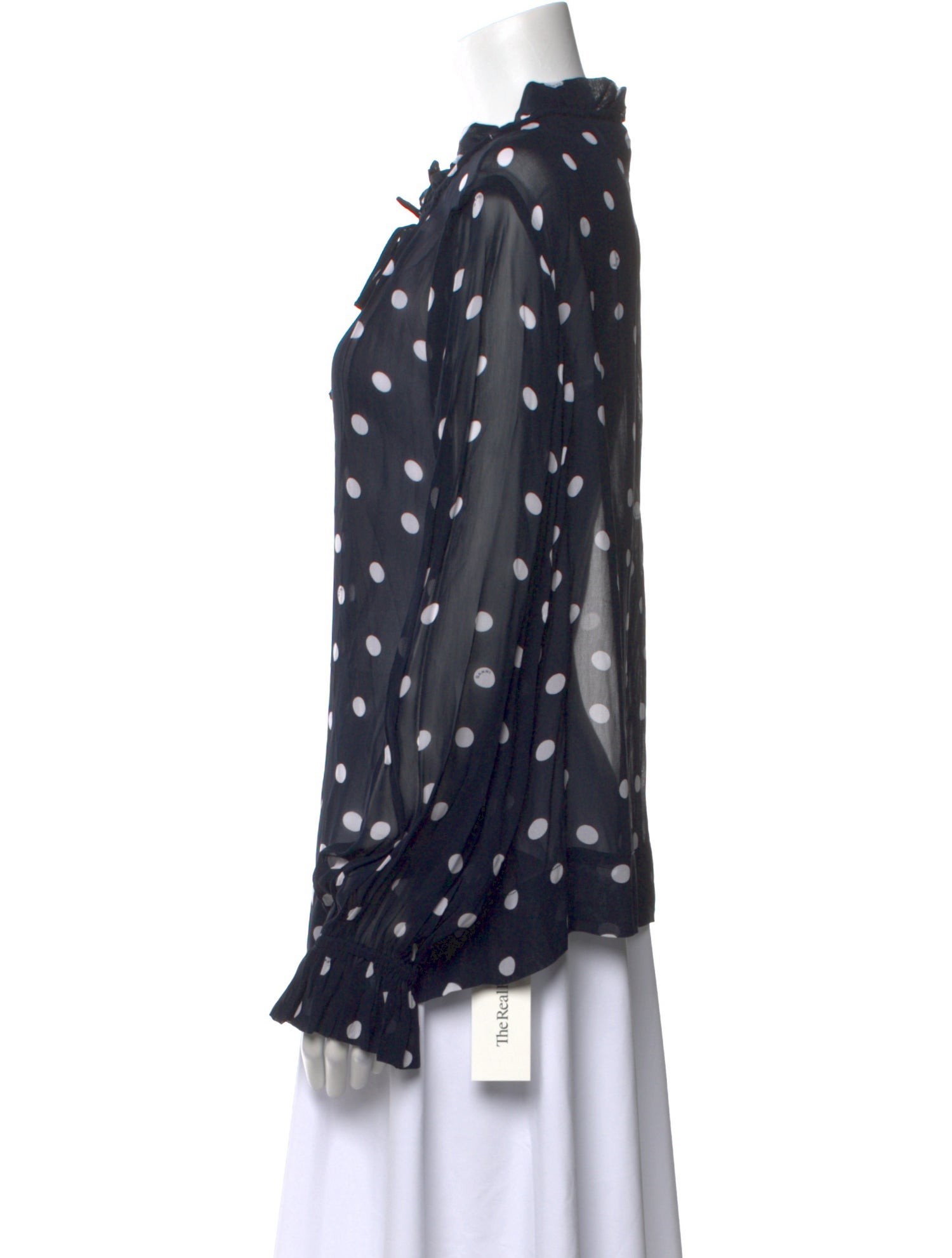 Ganni Polka Dot Print V-Neck Blouse