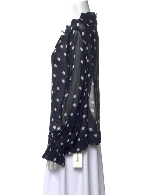 Ganni Polka Dot Print V-Neck Blouse