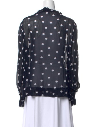Ganni Polka Dot Print V-Neck Blouse