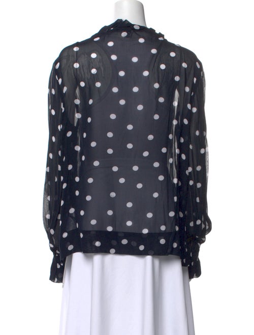 Ganni Polka Dot Print V-Neck Blouse