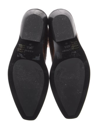 Ganni Leather Floral Print Riding Boots