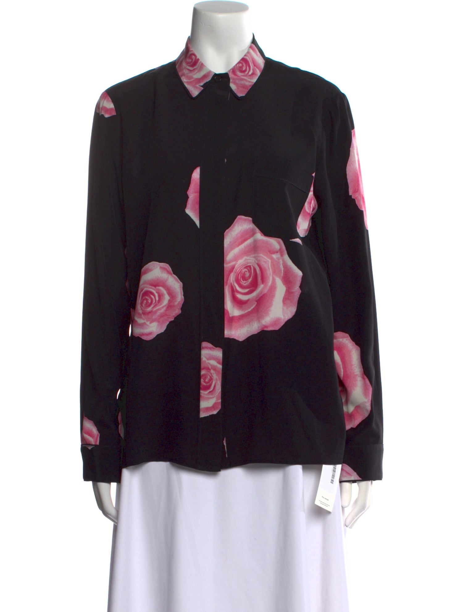 Ganni Silk Floral Print Button-Up Top