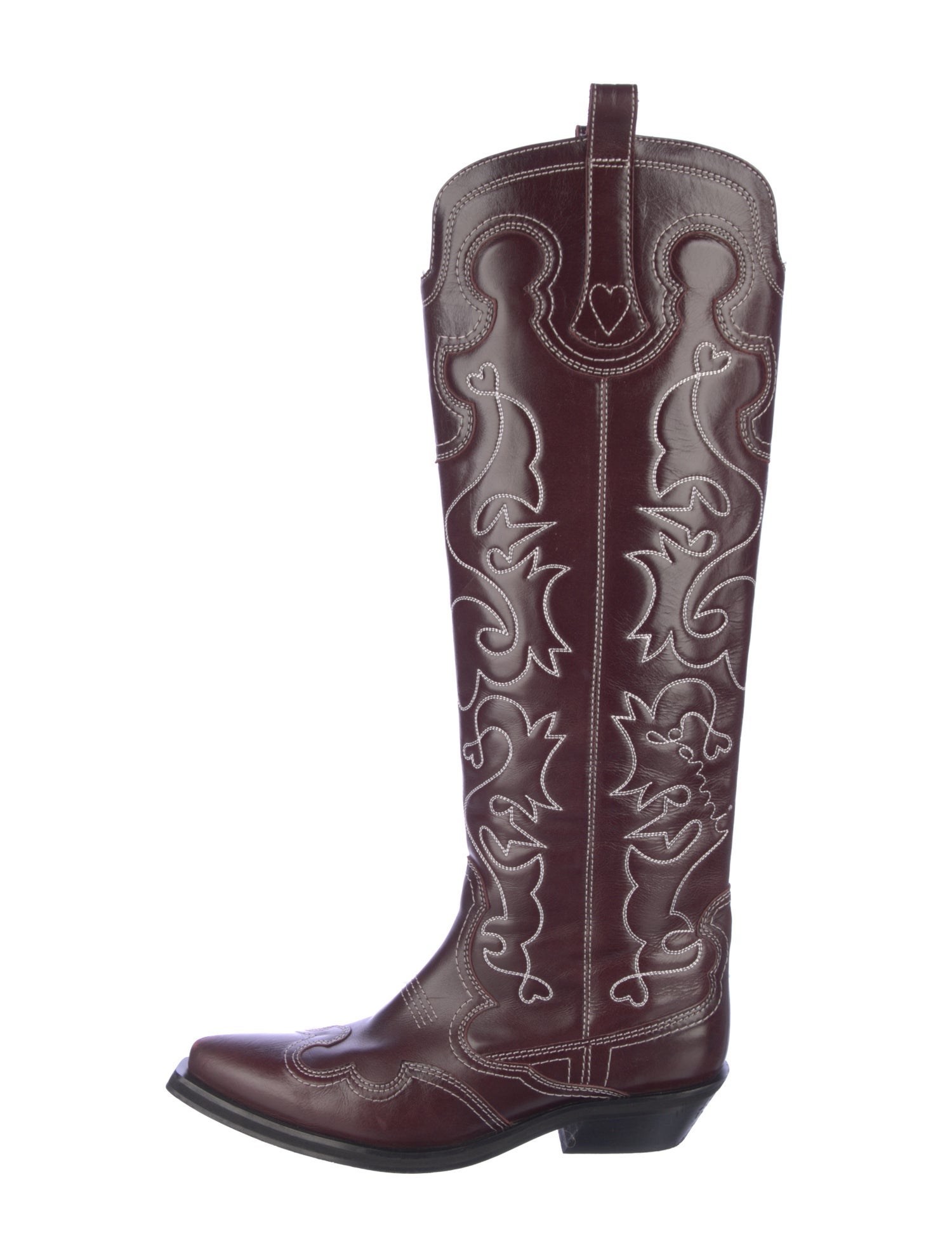 Ganni Leather Printed Riding Boots