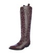 Ganni Leather Printed Riding Boots