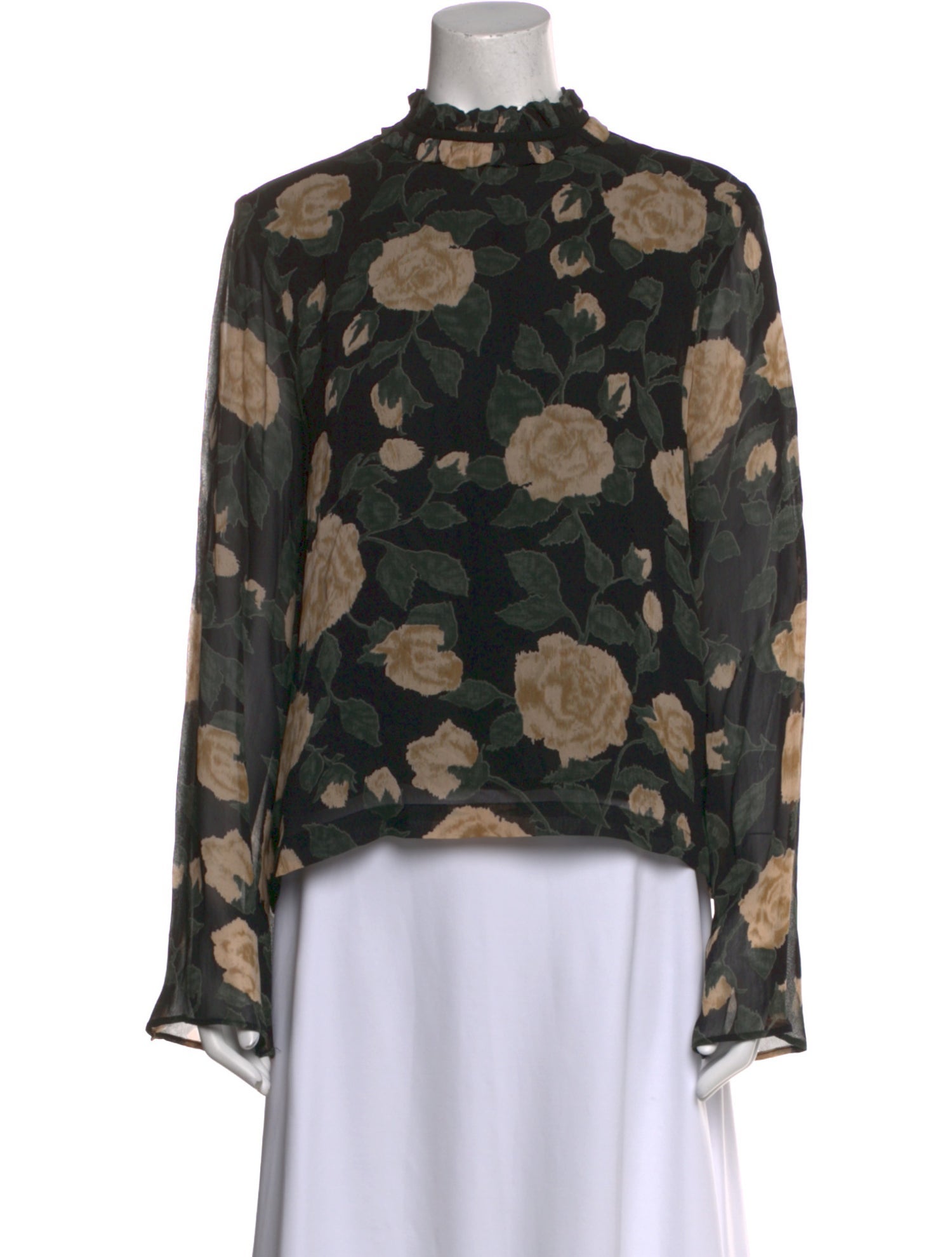 Ganni Silk Floral Print Blouse
