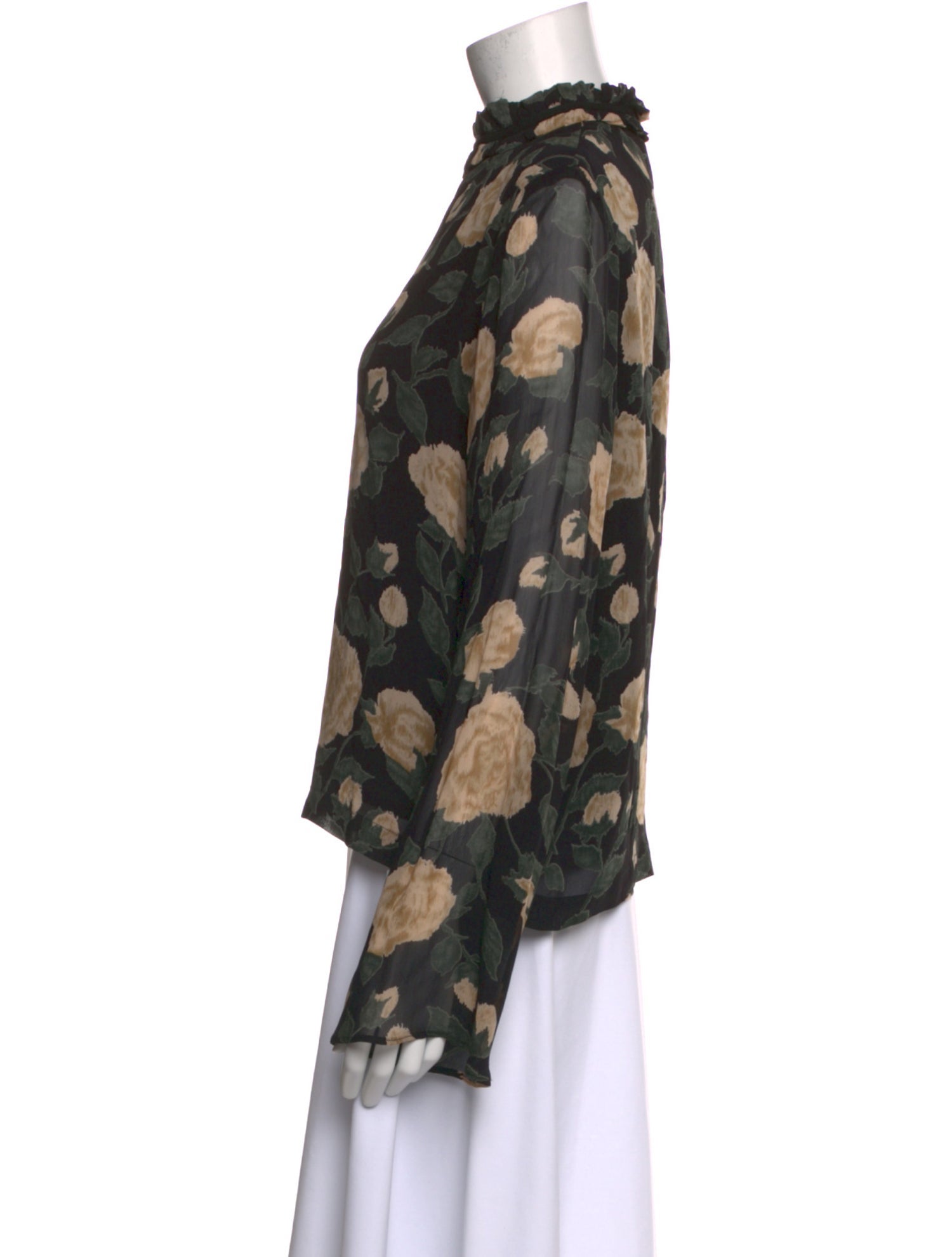 Ganni Silk Floral Print Blouse