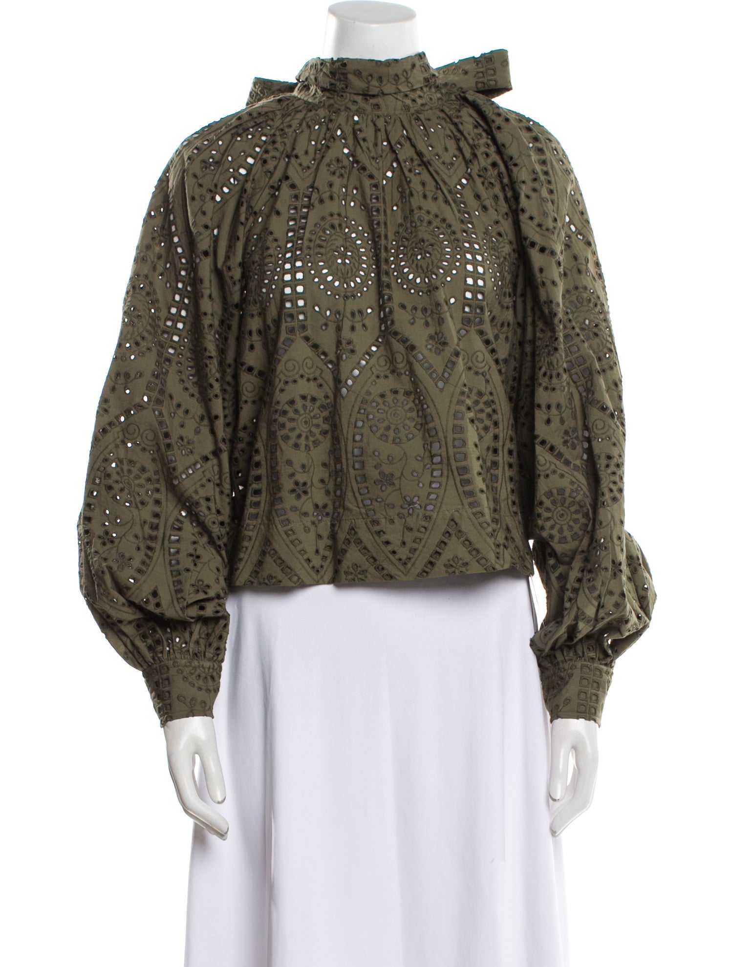 Ganni Eyelet Mock Neck Sweatshirt