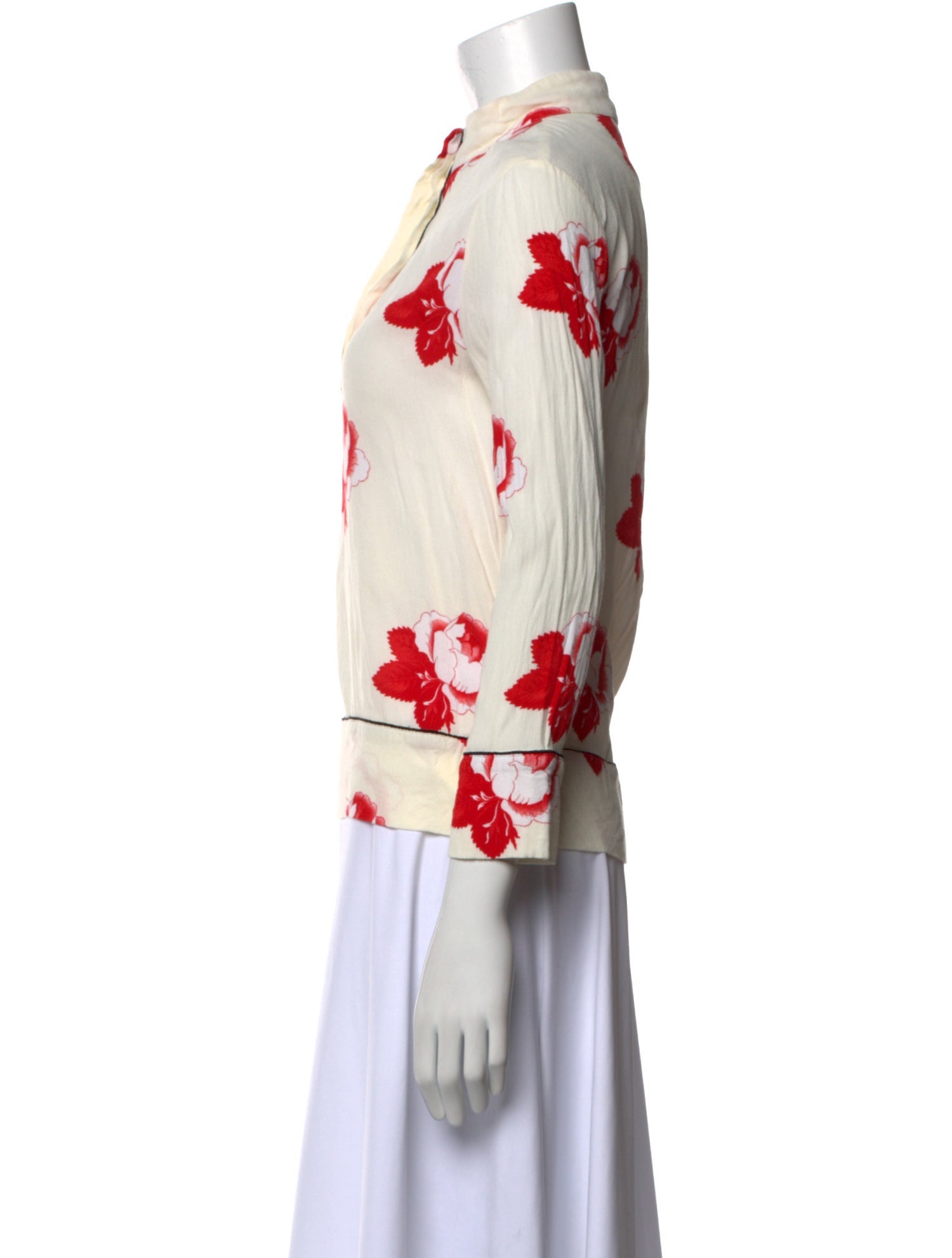 Ganni Floral Print Mock Neck Top