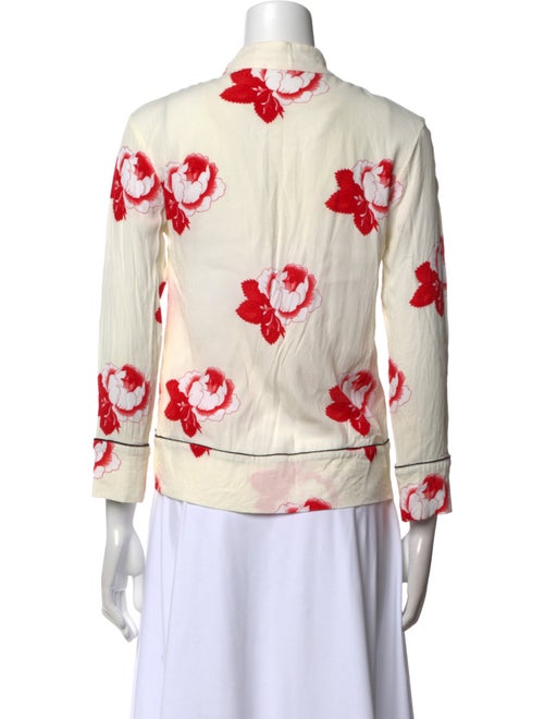 Ganni Floral Print Mock Neck Top