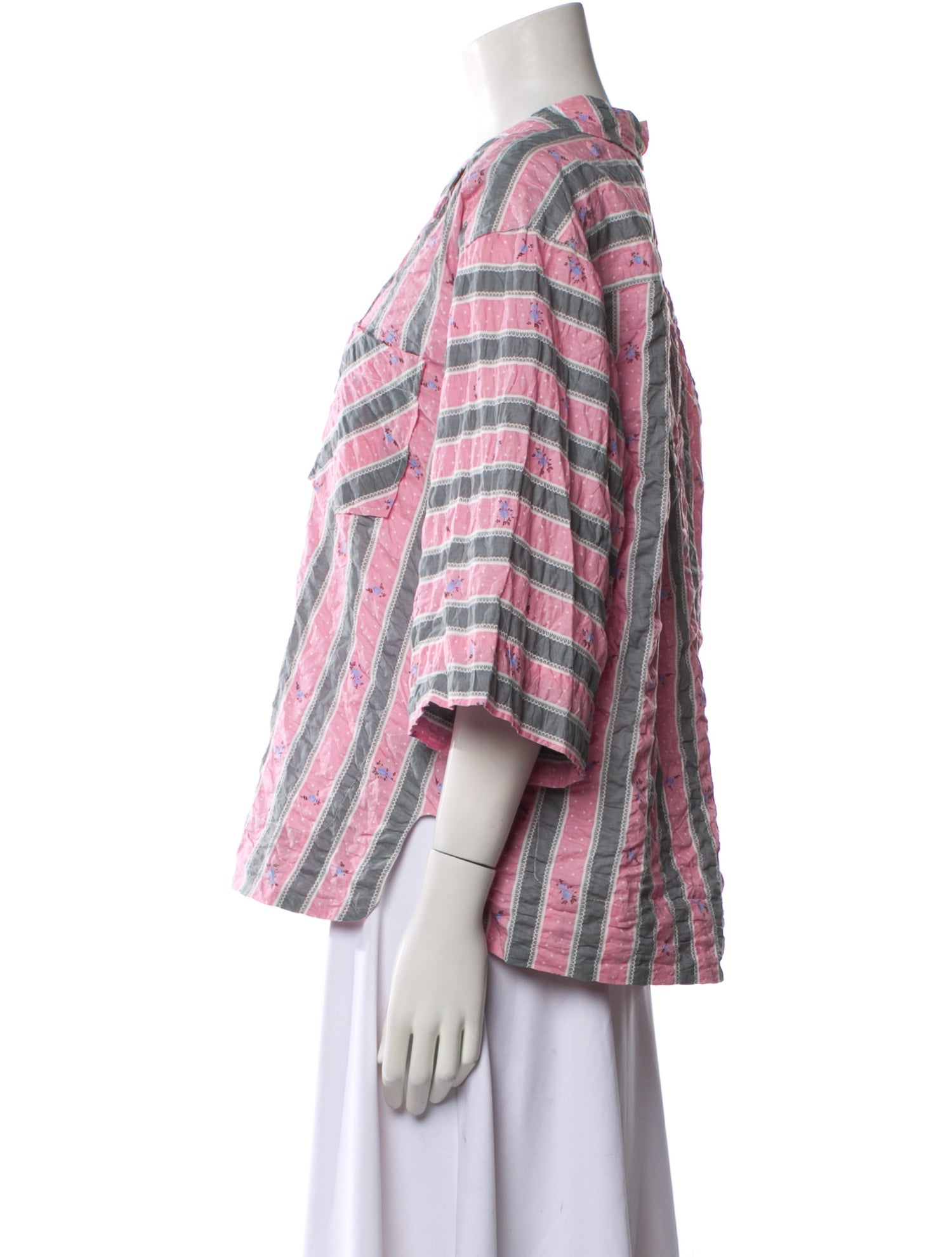 Ganni Printed Three-Quarter Sleeve Blouse