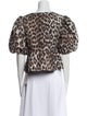 Ganni Animal Print Bateau Neckline Crop Top