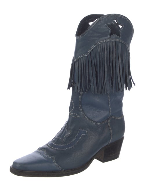 Ganni Leather Cutout Accent Western Boots