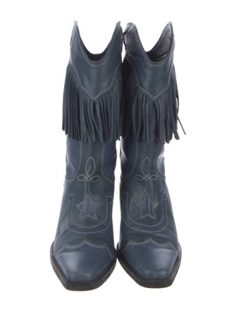Ganni Leather Cutout Accent Western Boots