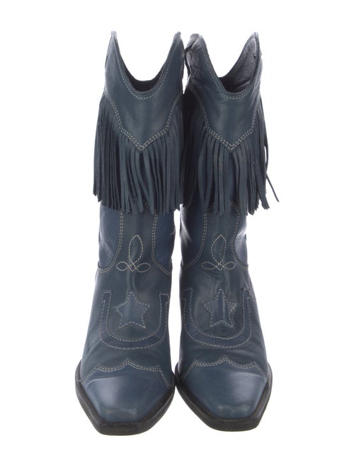 Ganni Leather Cutout Accent Western Boots
