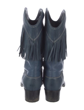 Ganni Leather Cutout Accent Western Boots