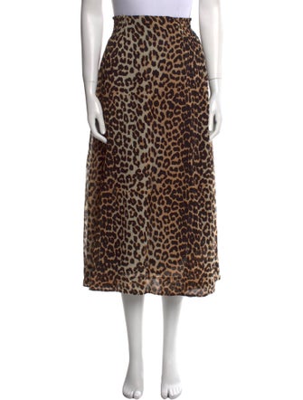 Ganni Animal Print Midi Length Skirt