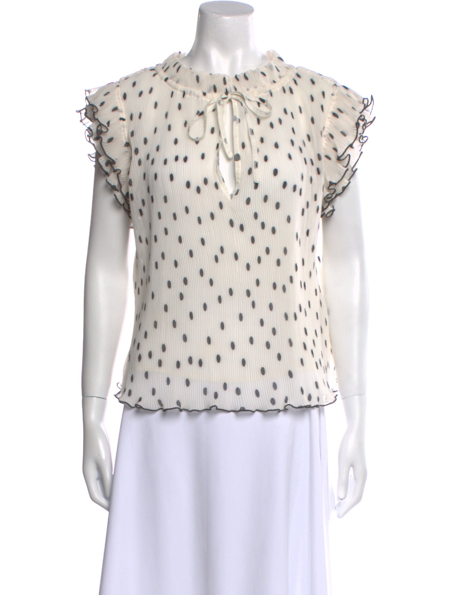 Ganni Polka Dot Print Mock Neck Blouse