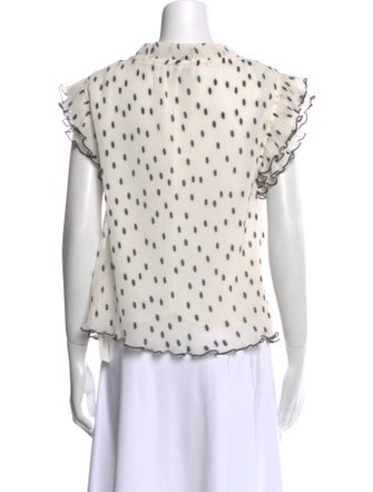 Ganni Polka Dot Print Mock Neck Blouse