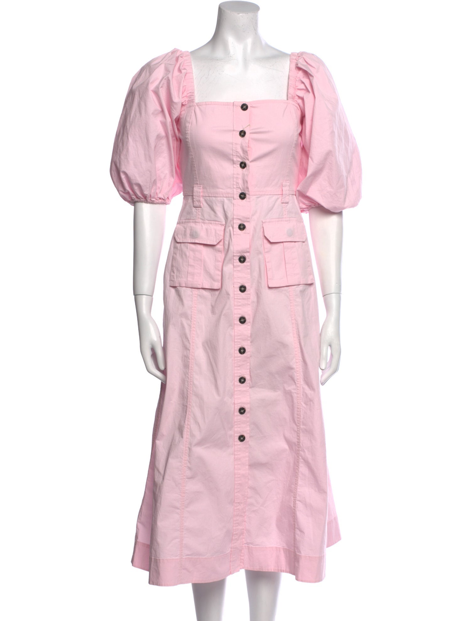 Ganni Square Neckline Midi Length Dress