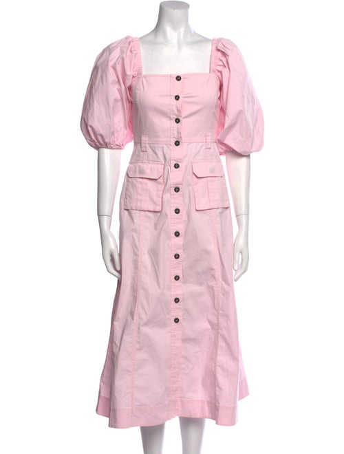 Ganni Square Neckline Midi Length Dress