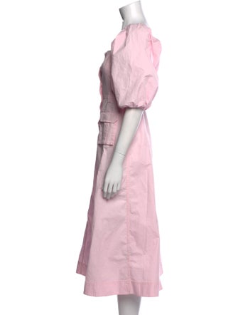 Ganni Square Neckline Midi Length Dress