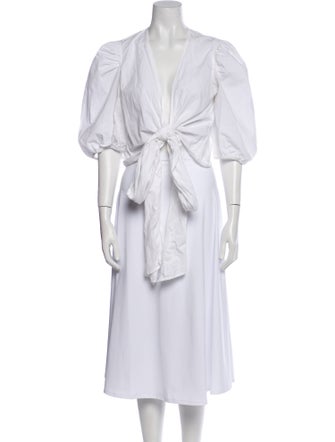 Ganni V-Neck Three-Quarter Sleeve Tunic