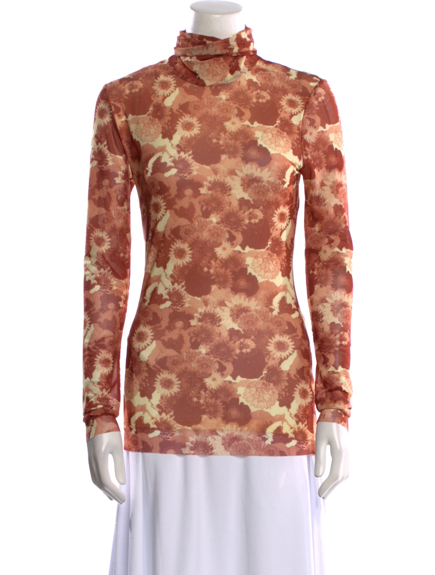 Ganni Floral Print Turtleneck Sweatshirt