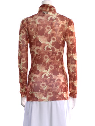 Ganni Floral Print Turtleneck Sweatshirt