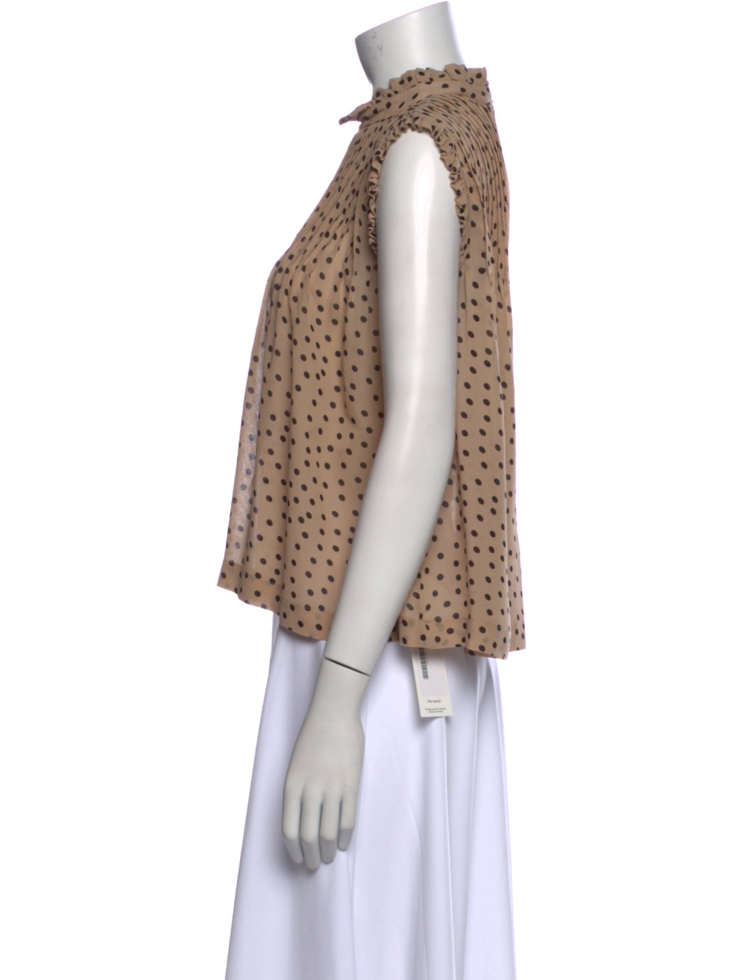 Ganni Polka Dot Print Mock Neck Blouse