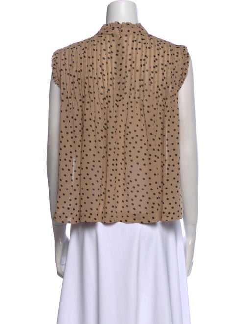 Ganni Polka Dot Print Mock Neck Blouse