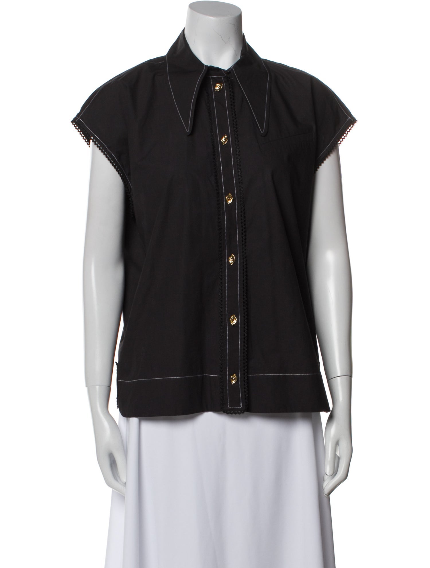 Ganni Short Sleeve Button-Up Top