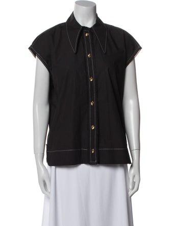 Ganni Short Sleeve Button-Up Top